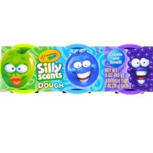 NEW Crayola Silly Scents Dough 2+ Green/Blue/Purple